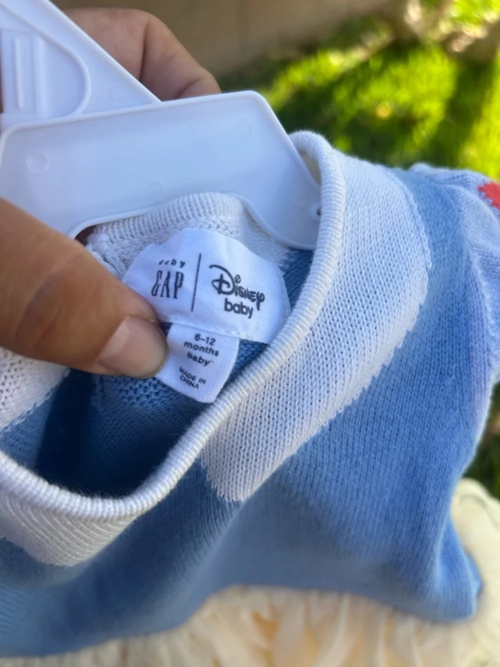 GAP x Disney Snow White Baby Light Blue Knit Dress with White Trim